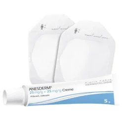 Anesderm Lidocain-25 mg/g + 25 mg/g Creme + Pflaster, 5X5 g
