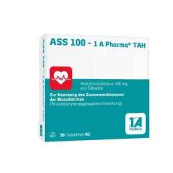 1A Pharma Blutverdünner Medikamente|Acetylsalicylsäure (Ass)-ASS 100 TAH Tabletten, 50 St