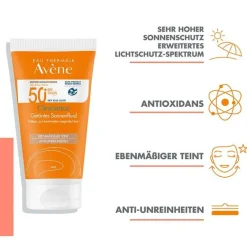 Avene Lsf 50+|Gesicht-Cleanance Sonnenfluid SPF 50 + getönt, 50 ml