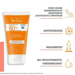 Avene Lsf 50+|Gesicht-Sonnencreme SPF 50 + , 50 ml