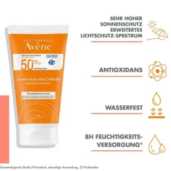 Avene Lsf 50+|Gesicht-Sonnencreme SPF 50 + ohne Duftstoffe, 50 ml