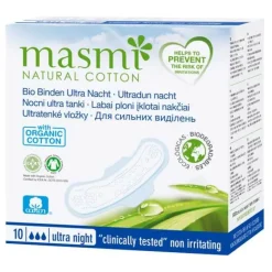 Masmi Binden-Bio Binden Ultra Nacht 100% Bio Baumwolle , 10 St