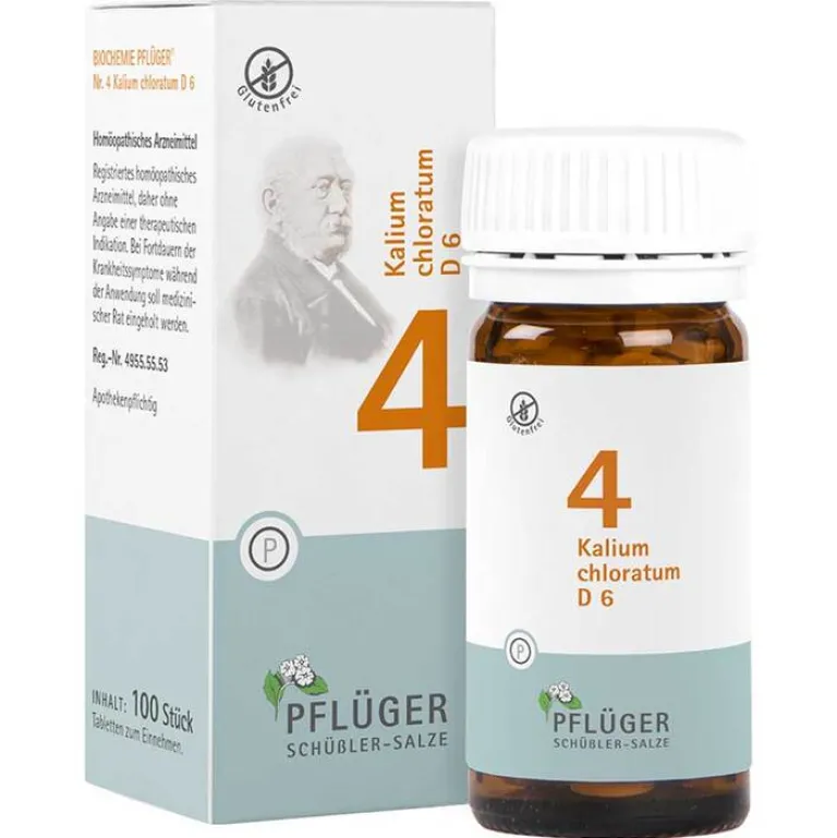 Best Pflüger Biochemie 4 Kalium chloratum D 6 Tabletten, 100 St