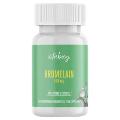 Vitabay Enzyme-Bromelain 500 mg 1200 F.I.P aus Ananas vegan Kapseln , 100 St