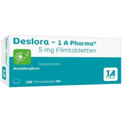 1A Pharma Desloratadin|Allergie Tabletten-Deslora – 1 A Pharma® 5 mg Filmtabletten, 100 St