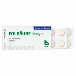Biosyn Vitamin B9 (Folsäure)|Familienplanung-Folsäure Tabletten, 50 St
