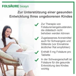 Biosyn Vitamin B9 (Folsäure)|Familienplanung-Folsäure Tabletten, 50 St