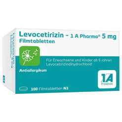 1A Pharma Levocetirizin|Allergie Tabletten-Levocetirizin – 1 A Pharma® 5 mg Filmtabletten, 100 St