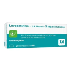 1A Pharma Levocetirizin|Allergie Tabletten-Levocetirizin – 1 A Pharma® 5 mg Filmtabletten, 20 St