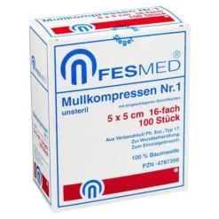 Online Mullkompressen ES 5x5 cm unsteril 16-fach Größe 1, 100 St