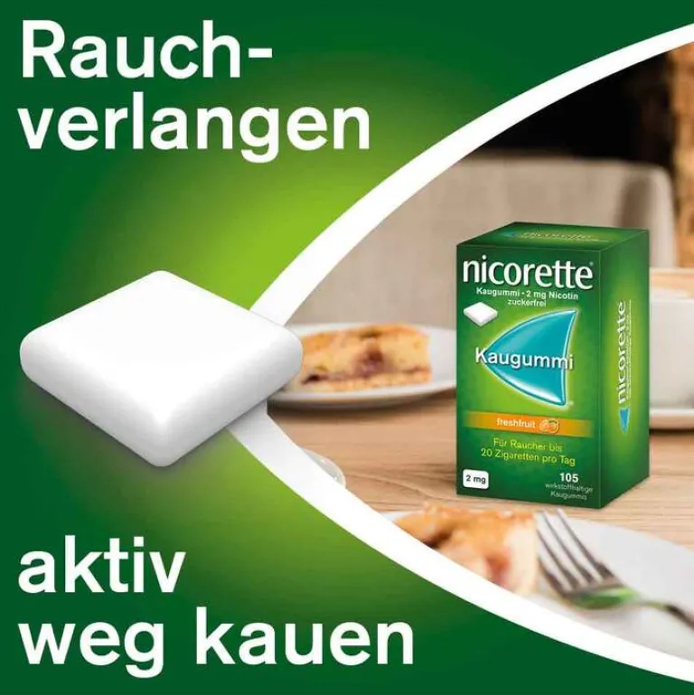Hot Nicorette Kaugummi freshfruit, 2 mg Nikotin, 105 St