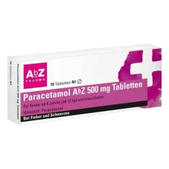 AbZ Paracetamol|Kopfschmerztabletten-Paracetamol 500 mg Tabletten, 10 St