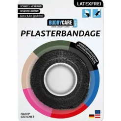 Buddycare Spezialpflaster-Pflasterbandage latexfrei Med schwarz, 1 St