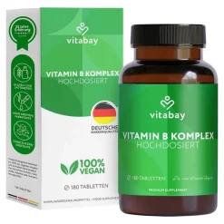 Vitabay Vitamin B Komplex Biotin B6 B5 B1 + B12 vegan Tabletten , 180 St
