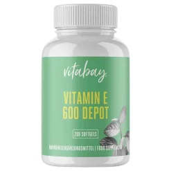 Vitabay Vitamin E (Tocopherol)-Vitamin E 600 I.E. Depot vegan hochdosiert Weichk., 200 St
