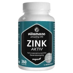 Vitamaze Zink|Mikronährstoffe-Zink Aktiv 25 mg hochdosiert vegan Tabletten, 360 St