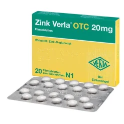 Verla Zink|Abwehrsteigerung-Zink ® OTC 20 mg Filmtabletten, 20 St